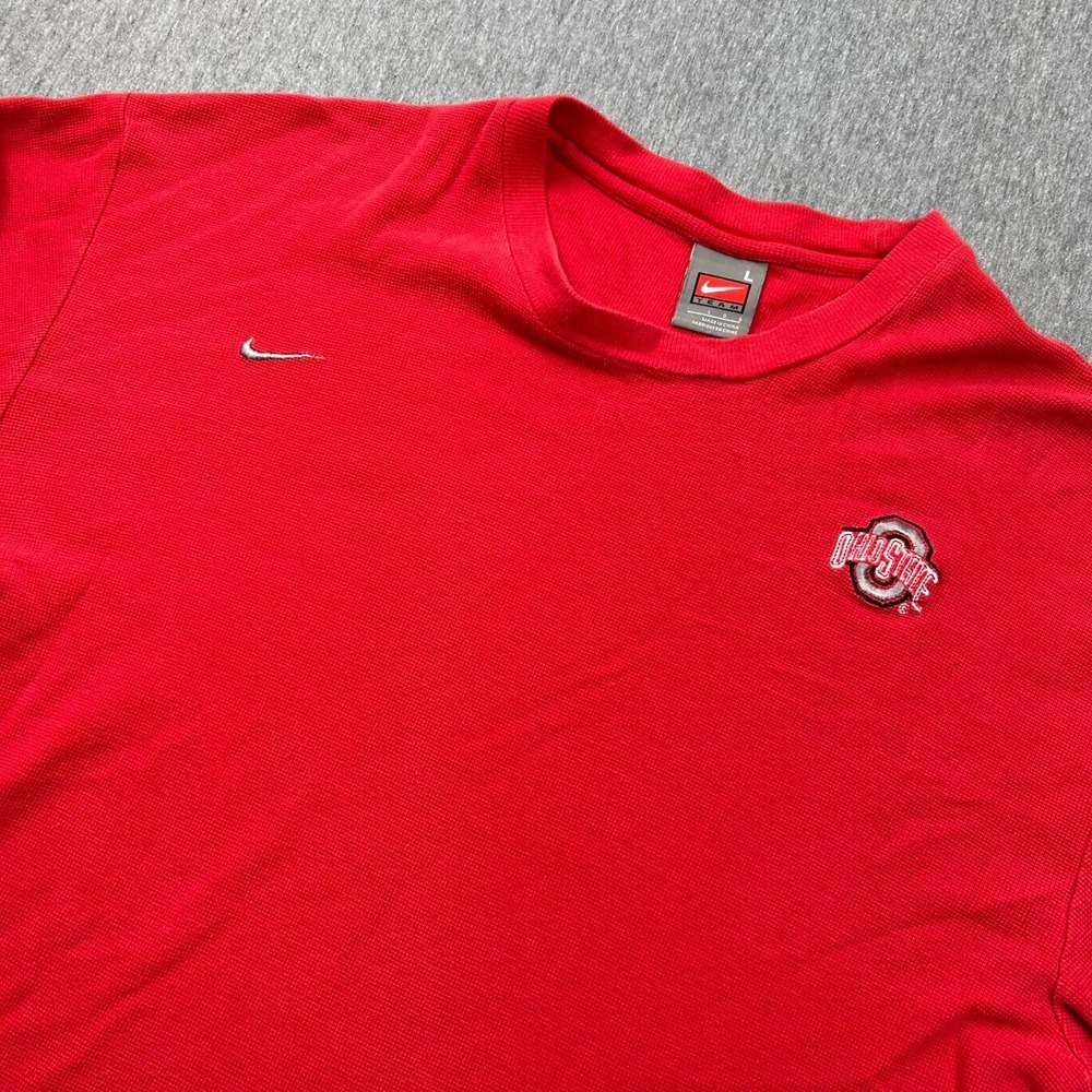 Ohio State Nike Team Long Sleeve Thermal Shirt Mens Large Red Block O Logo